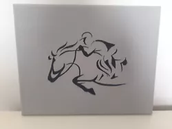 Buy Hand Painted Horse And Jockey Sillouette Small Canvas Wall Art 8x10 Inches • 12.99£
