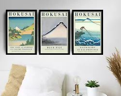 Buy Katsushika Hokusai Set Of Three Blue Mount Fuji Art Print Paintings Poster • 19£