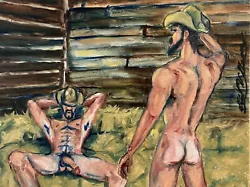 Buy Original Gay Male Interest Art Oil Painting Daniel W Green Cowboys Man Nude • 237.67£