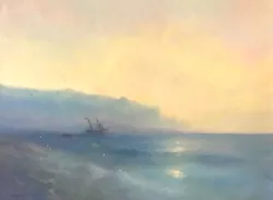 Buy Sunset On Ocean, Seascape Oil Painting, Large Size, Handmade Artwork • 4,724.97£