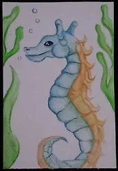 Buy Seahorse Small Original Watercolour Painting 10x15cm • 2£