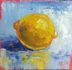 Buy Vibrant Lemon Modern Hand Painted Oil Art Abstract Still Life Fruit Painting • 99.22£