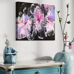 Buy Abstract Painting, Impasto, Textured, 3D Effect, Contemporary Pink. Black, White • 776.73£