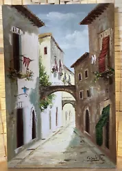 Buy Vintage Original Oil Painting Of An Italian Street Scene • 42£