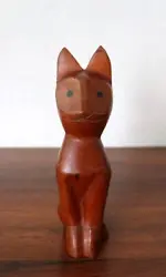 Buy Mid Century Modern Art Hand Carved Wood Cat Sculpture Atomic Mod • 120.27£