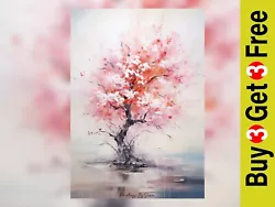 Buy Blossoming Cherry Tree Oil Painting Print 5 X7  On Matte Paper • 4.99£