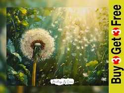 Buy Vibrant Dandelion, Oil Painting Print 5 X7  On Matte Paper • 4.99£