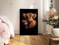 Buy Highland Cow Painting Large A2 Canvas Ginger And Biscuit FREE DELIVERY • 19.99£