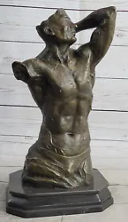 Buy Vintage Art Deco Bronze Sculpture Nude Male Muscular Torso Body Statue Figurine • 277.98£