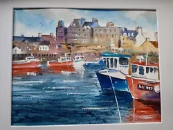 Buy Original Watercolour. Kirkwall Harbour. Orkney. Scotland. Mounted. • 25£