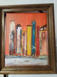 Buy Large Beautiful City Skyline Original PAINTING Signed By Artist MCM Style • 62.74£