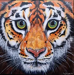 Buy Tiger-Acrylic Original Painting On Stretched Canvas-50 X 50 Cms-Big Cat Painting • 110£