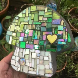 Buy Handmade Mini Mushroom Sculpture - Green Ombre With Heart • 45£