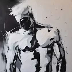Buy Erotic Man Black White Portrait 90x90 Canvas/Pop Art/Straight/Gay • 85.56£