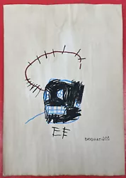 Buy Jean-Michel Basquiat (Handmade) Drawing Watercolor On Old Paper Signed & Stamped • 104.56£