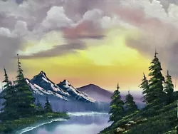 Buy SUNSET A GLOW BOB ROSS Style Oil Painting On Canvas 20 X 16” • 36.99£
