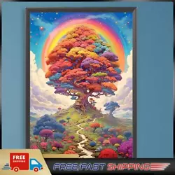 Buy Paint By Numbers Kit On Canvas DIY Oil Art Rainbow Tree Home Wall Decor 40x60cm • 8.39£
