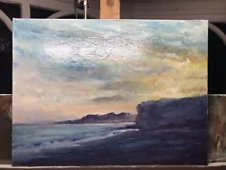 Buy Original Impressionist Oil Painting Burton Bradstock Beach Dorset Sunset Scene • 68£