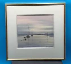 Buy Watercolour Of Seascape By Anthony Osler - Boats On The Estuary • 24£
