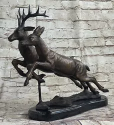 Buy Handcrafted Bronze Sculpture SALE Art Wildlife Hunter Stag Deer Elk Marble • 394.31£