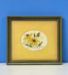 Buy Framed Glassed Original Watercolor Miniature Painting Yellow Sunflowers Signed • 33.03£