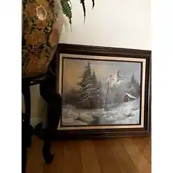 Buy Vintage Framed And Signed Painting Of Winter Landscape • 12.47£
