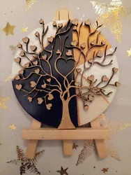 Buy Hand Painted Heart Tree Freestanding Art Includes Easel Stand  • 8.50£
