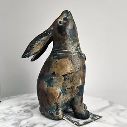 Buy Vintage Japanese Cast Iron Moon Gazing Rabbit Garden Sculpture/Okimono-9  • 311.84£