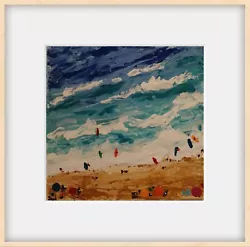 Buy Textured Art Painting On Stretched Canvas Impasto Aerial View Of Beach Seascape • 5£