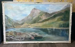 Buy Large Framed Original Oil On Canvas Painting Of A Mountain Scene • 85£
