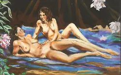 Buy 2 Nudes Painted In Ireland By Stones Artist Ronnie Wood Fine Mounted Picture • 15£