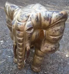 Buy Large CARVED WOODEN ELEPHANT Statue For Garden. Outside Or Indoors. Gold Gilt • 450£