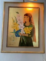 Buy Zoia Krukovskaya :  “ Lady Holding Flowers” Signed Framed Oil Painting • 360£