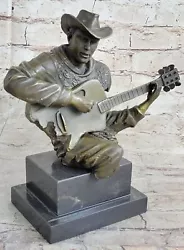 Buy Bronze Handsome Cowboy With Guitar Garden Statue--Bronze Children Sculpture Deal • 102.95£