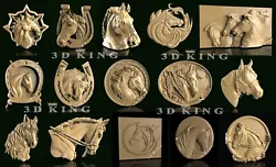 Buy 15 Pcs STL 3D Models HORSE HEADS For CNC Router 3D Print Engraver Carving Aspire • 3.71£