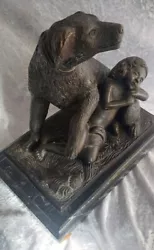 Buy Bronze Dog And Child Sculpture  • 149.99£