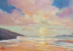Buy ACEO Original Oil Painting.  Beach Sunset • 8£