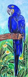 Buy Blue Macaw Bird Acrylic,oil Painting Original Wildlife Parrot Flower Art • 425£