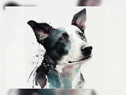 Buy Black And White Dog Portrait  - Print Of Original Watercolour Painting • 4.99£