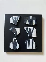 Buy Contemporary Modernist Art Piece Abstract Figures On Wooden Mosaic Gallery Wall • 40£