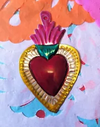 Buy Mini Mexican Tin Heart Milago Authentic Handcut & Painted Folk Art #17 • 3.75£