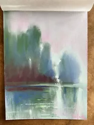 Buy Painting Painting Original Pastel Pastel Picture Landscape Sea Pond Rain • 68.52£