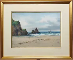 Buy James Coad British Coastal Beach Scene Original Gouache Painting Signed, Framed. • 85£