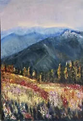 Buy Mountains, Fields, Floral Landscape, Original Oil Painting  • 30£