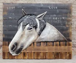 Buy Hand Made Horse On A Barn Three Dimensional Farm Oil Painting Artwork • 394.31£