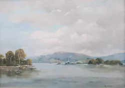Buy Framed Oil On Board Painting E Wetherall Clouds Over Lake Illawarra Australia • 39.99£