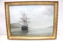 Buy F. WARD Ship At Sea SIGNED ORIGINAL VINTAGE Oil Painting C.1985 FRAMED - D22 • 9.99£
