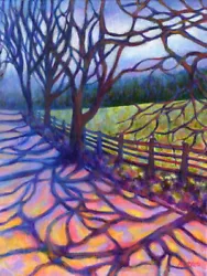 Buy Tree Shadows On Path Contemporary Art, Original Painting, 12x16 , Ready To Hang • 100£