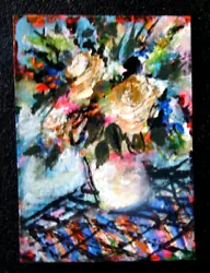 Buy ACEO Acrylic Flowers Painting Abstract  Impressionism Floral Art  Tarrantts • 6.63£