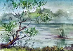 Buy Landscape Watercolor Painting Ukraine By The Author Original Not Print 15cmx21cm • 15.60£